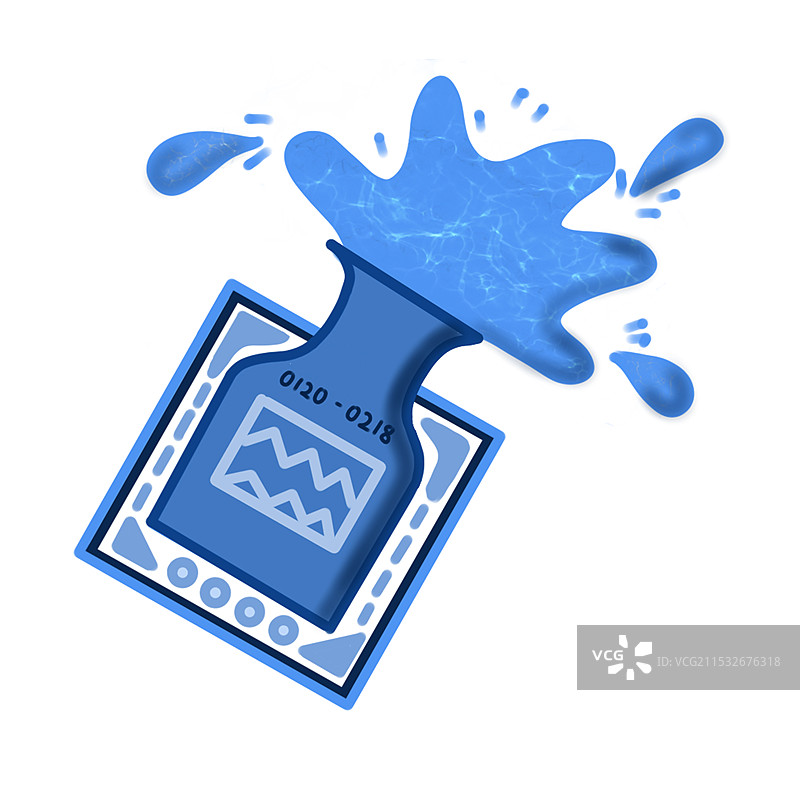 十二星座之水瓶座卡通涂鸦图片素材