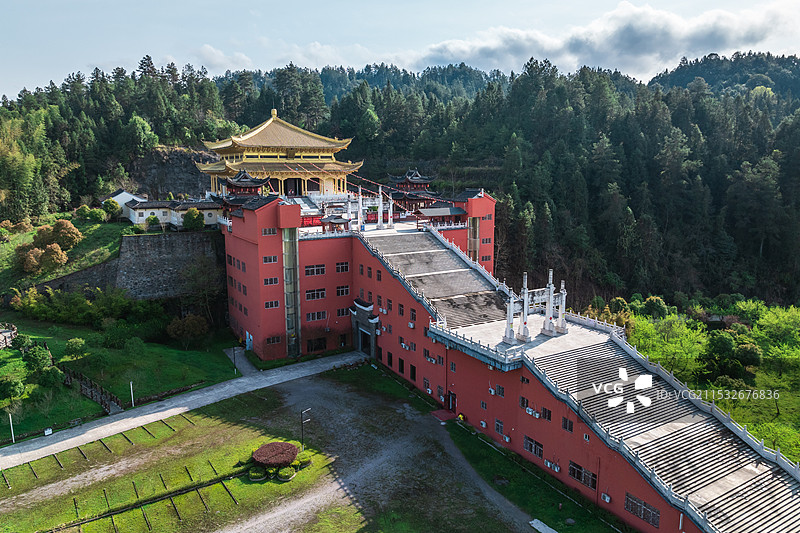 贵州铜仁市寨沙侗寨村庄大金佛寺风光图片素材