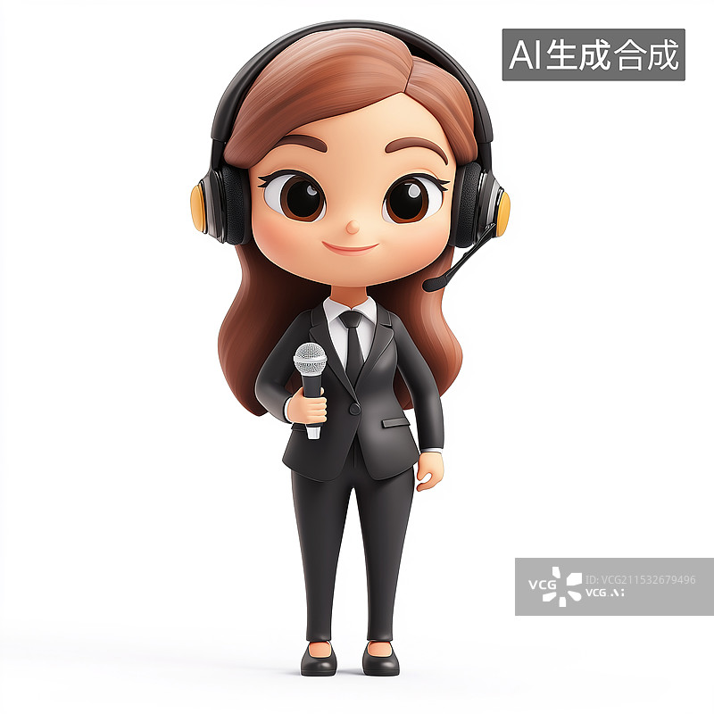 【AI数字艺术】3D卡通商务讲解员销售员图片素材