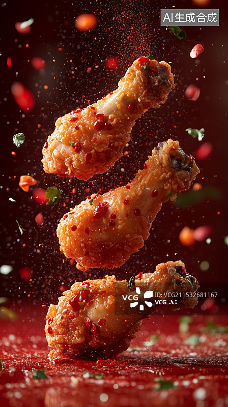 【AI数字艺术】桌上盘子里的烤鸡腿美食图片素材
