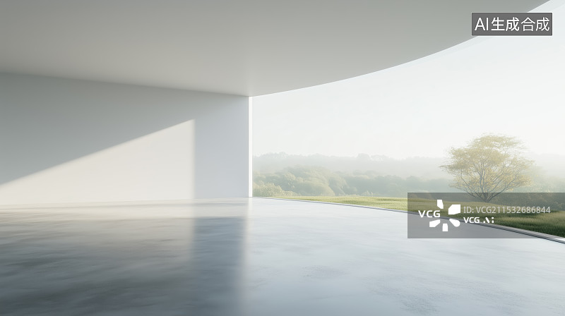 【AI数字艺术】建筑内部和窗外的风景图片素材
