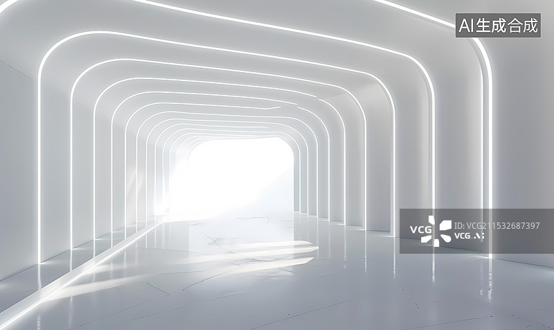 【AI数字艺术】白色室内简约空间图片素材
