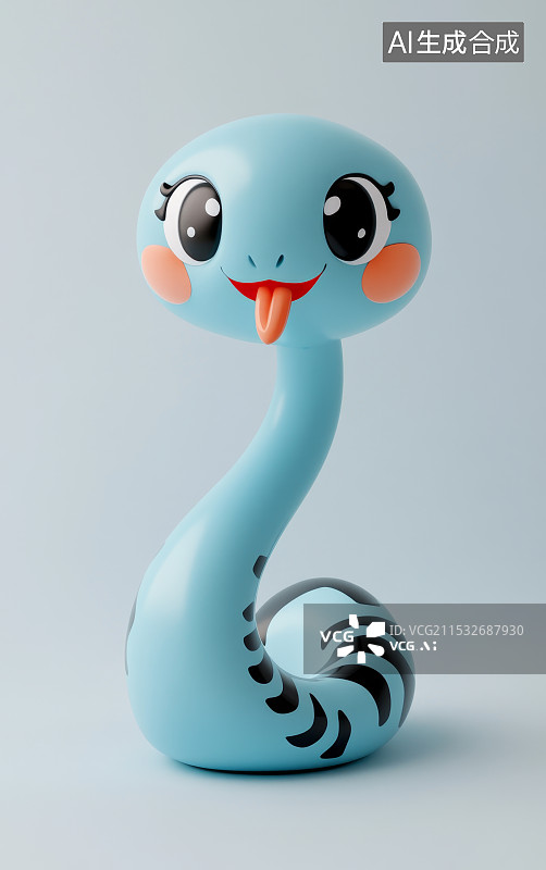【AI数字艺术】3D可爱的蛇图片素材