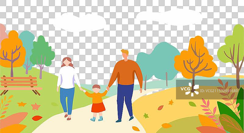 一家人在户外散步图片素材