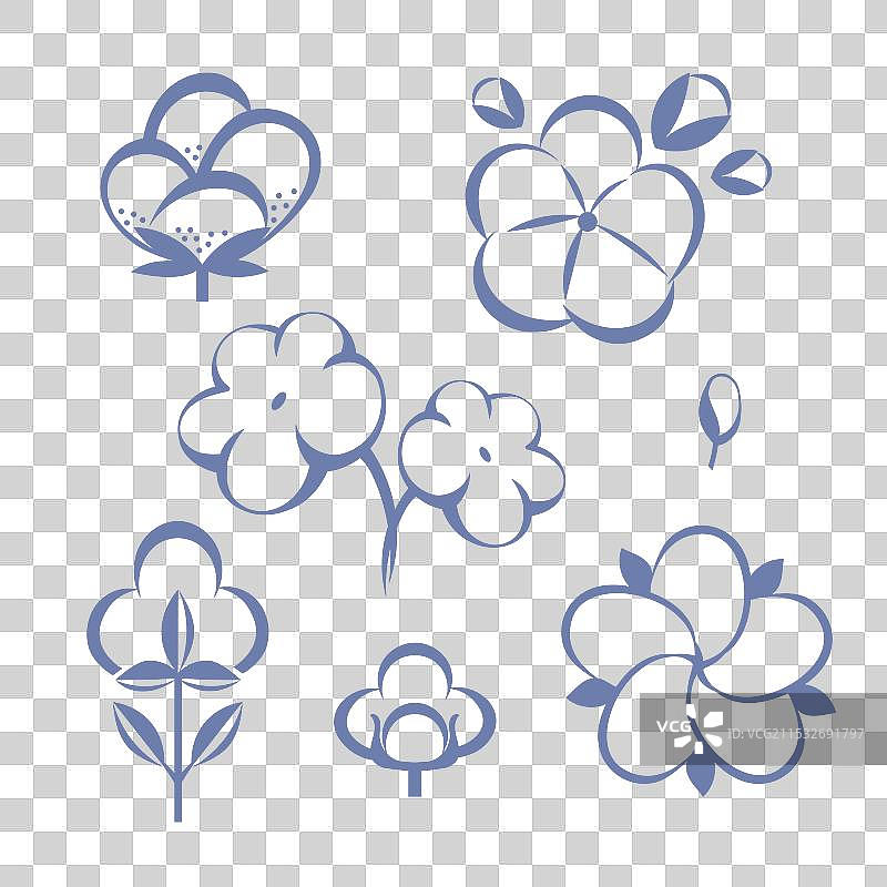 一组棉花的单色图像图片素材