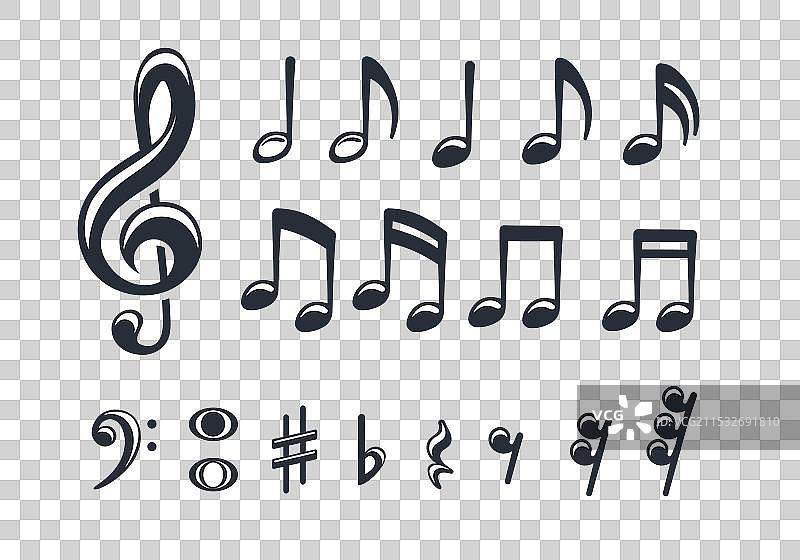 一组单色音乐符号图像图片素材