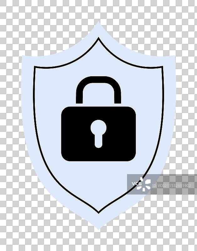 安全锁符号在盾牌内，象征着保护和安全。图片素材