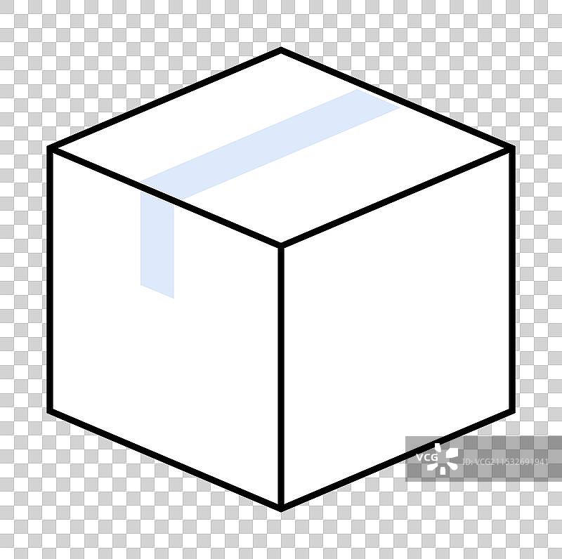 简约风格的简单封闭盒子，顶部贴有胶带图片素材