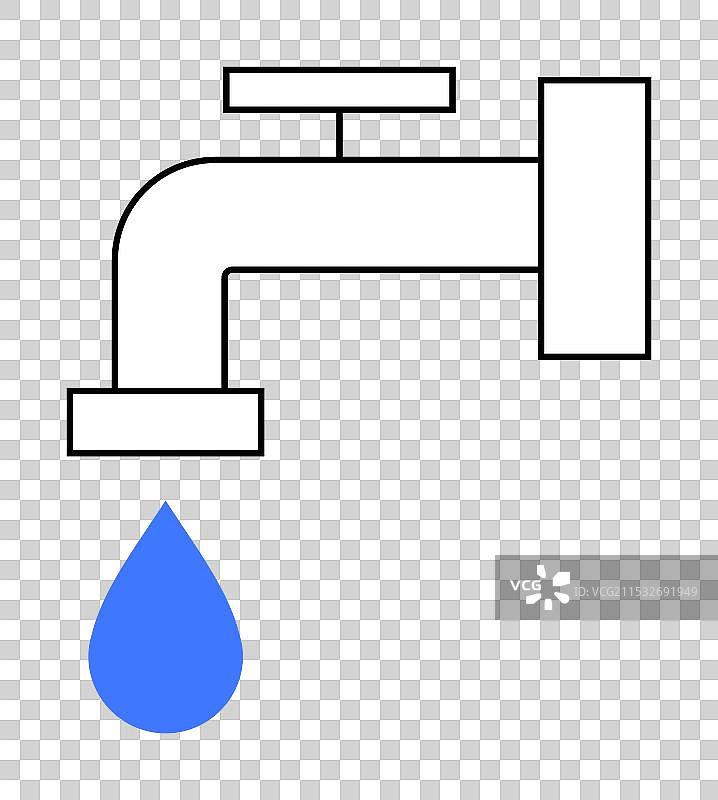 水资源保护水龙头与蓝色水滴图片素材