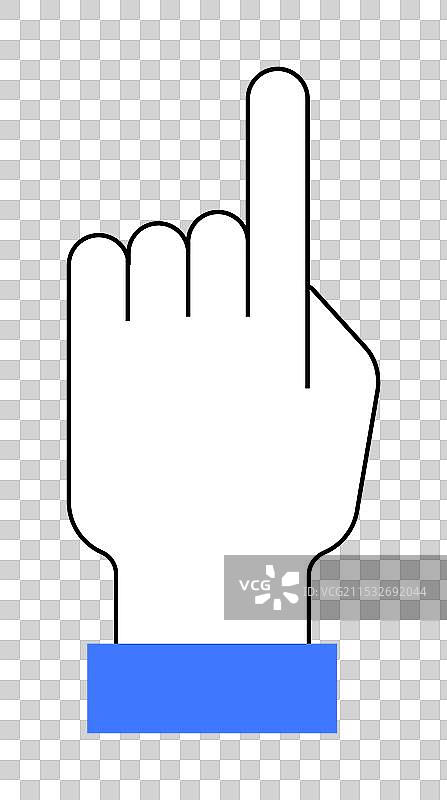 举起食指的手势，背景为蓝色图片素材