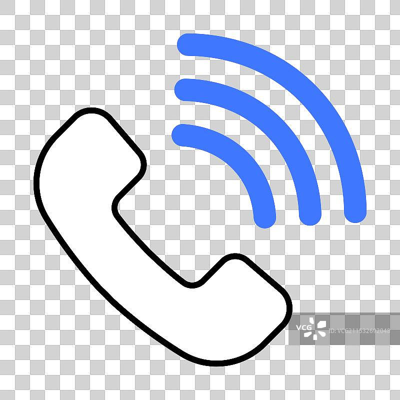 带有蓝色声波的电话听筒图片素材