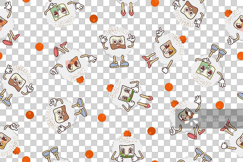 无缝寿司卷图案亚洲美食图片素材