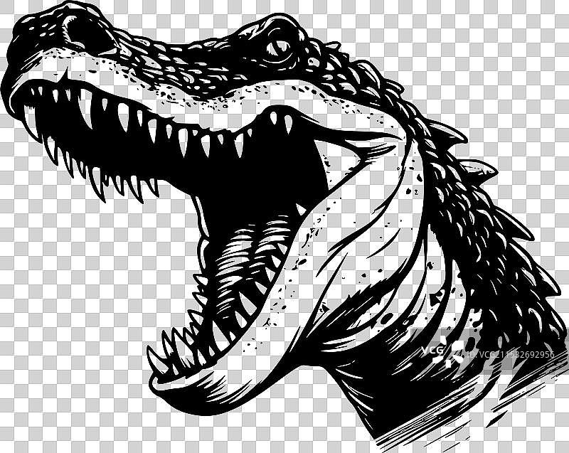 鳄鱼 - 黑白孤立图标图片素材
