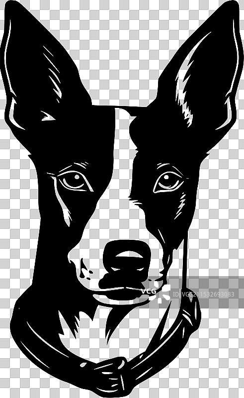 巴森吉犬 - 黑白色孤立图标图片素材