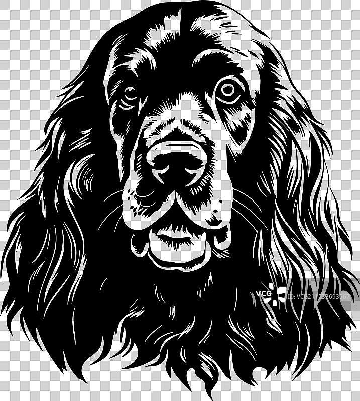 黑白相间的可卡犬孤立图标图片素材