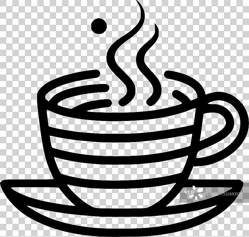 黑白色的咖啡孤立图标图片素材