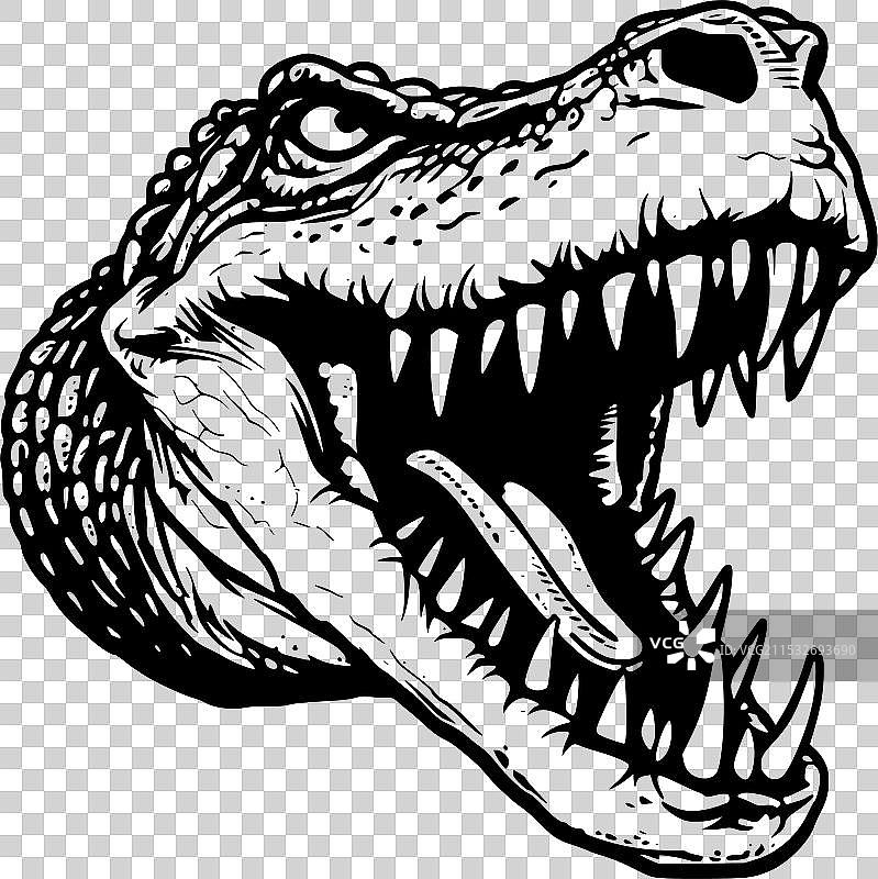 鳄鱼 - 极简风格的平面标志图片素材