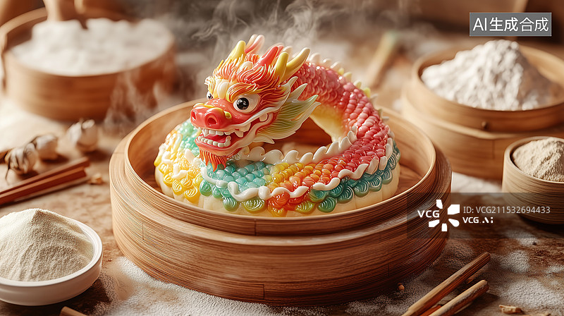 【AI数字艺术】花馍馍，龙图片素材