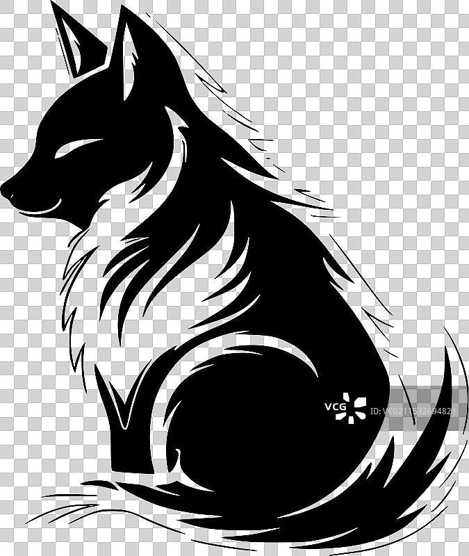 黑白狐狸图片素材