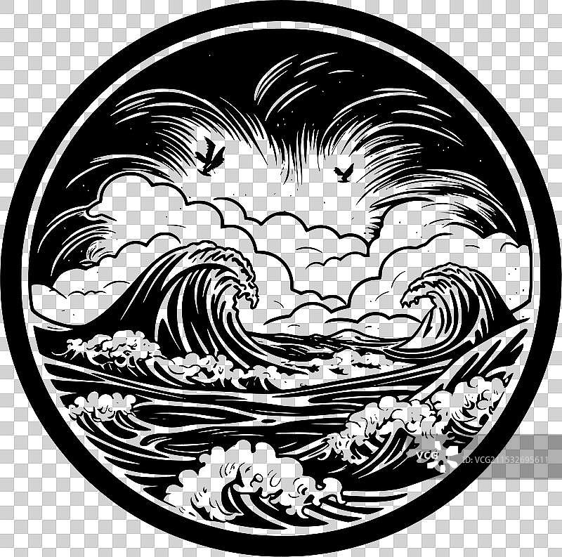 海洋 - 极简和简单的轮廓图片素材