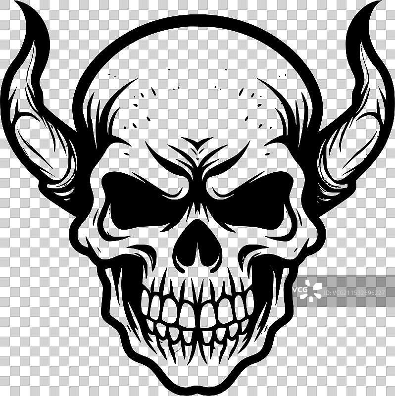 骷髅 - 极简风格的平面logo图片素材