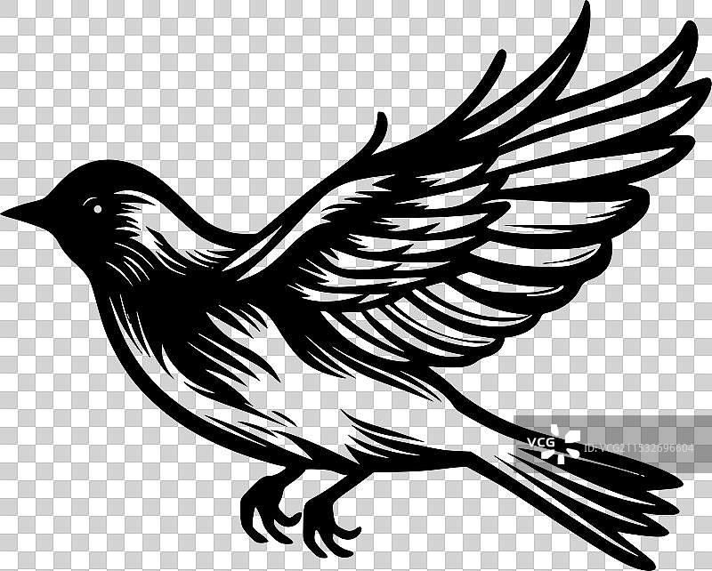 麻雀 - 极简风格的平面logo图片素材