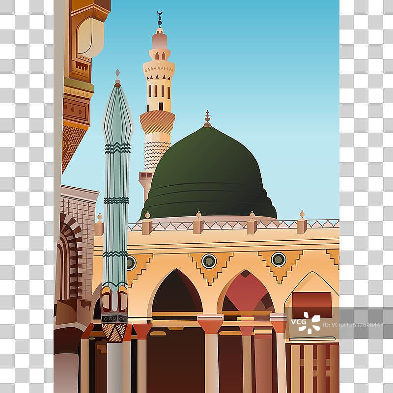 麦地那清真寺的全景图片素材