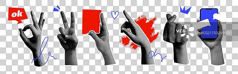 女性半色调手部图案集图片素材