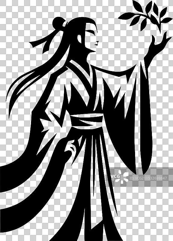 传奇英雄花木兰黑白画作图片素材