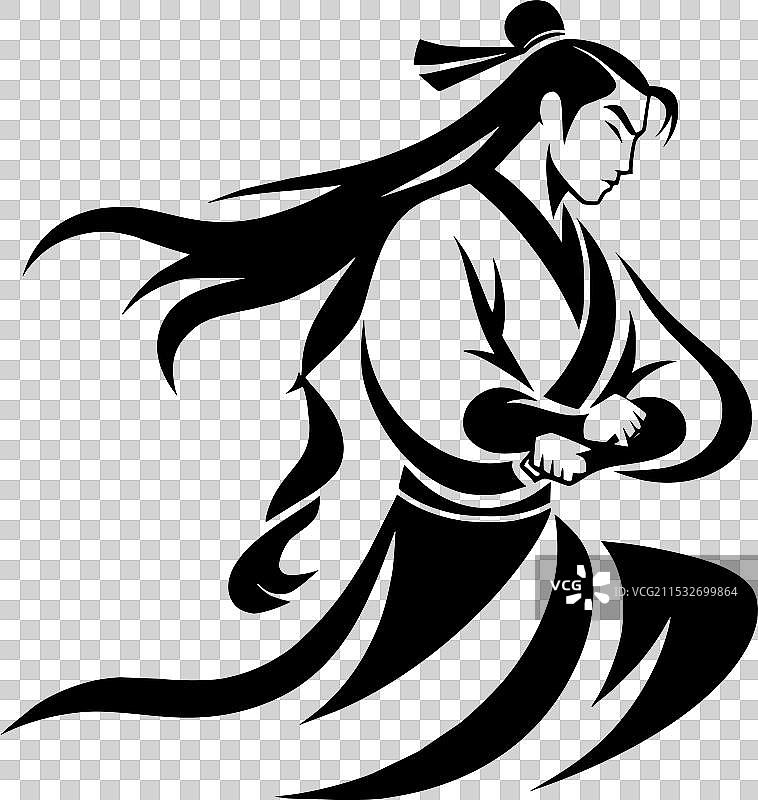 传奇英雄花木兰黑白画作图片素材