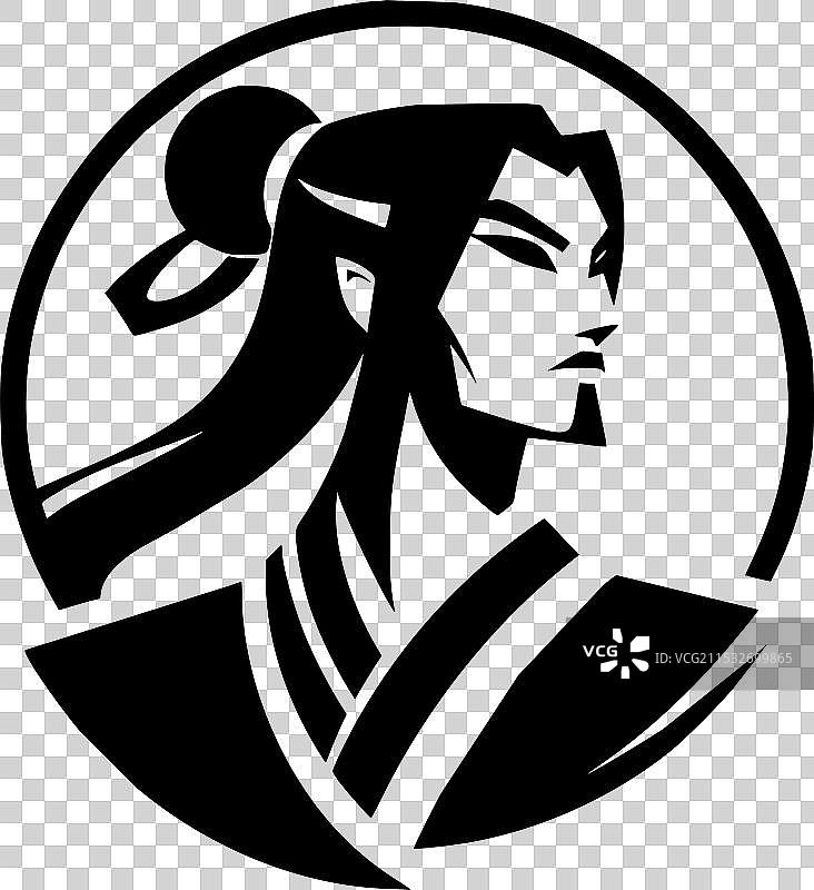 传奇英雄花木兰黑白画作图片素材