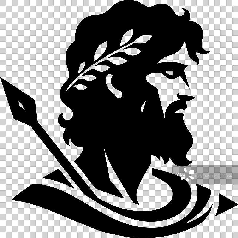 传奇英雄奥德修斯的黑白图像图片素材