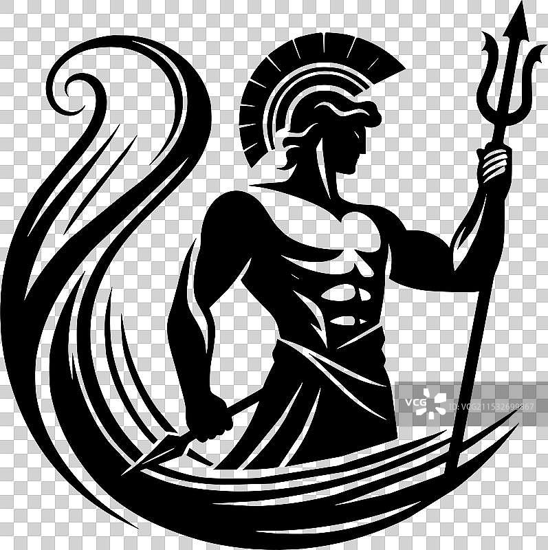 传奇英雄珀尔修斯的黑白图像图片素材