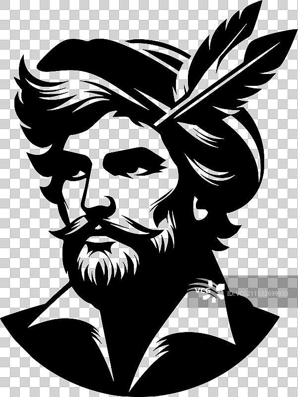 传奇英雄威廉·泰尔的黑白画像图片素材