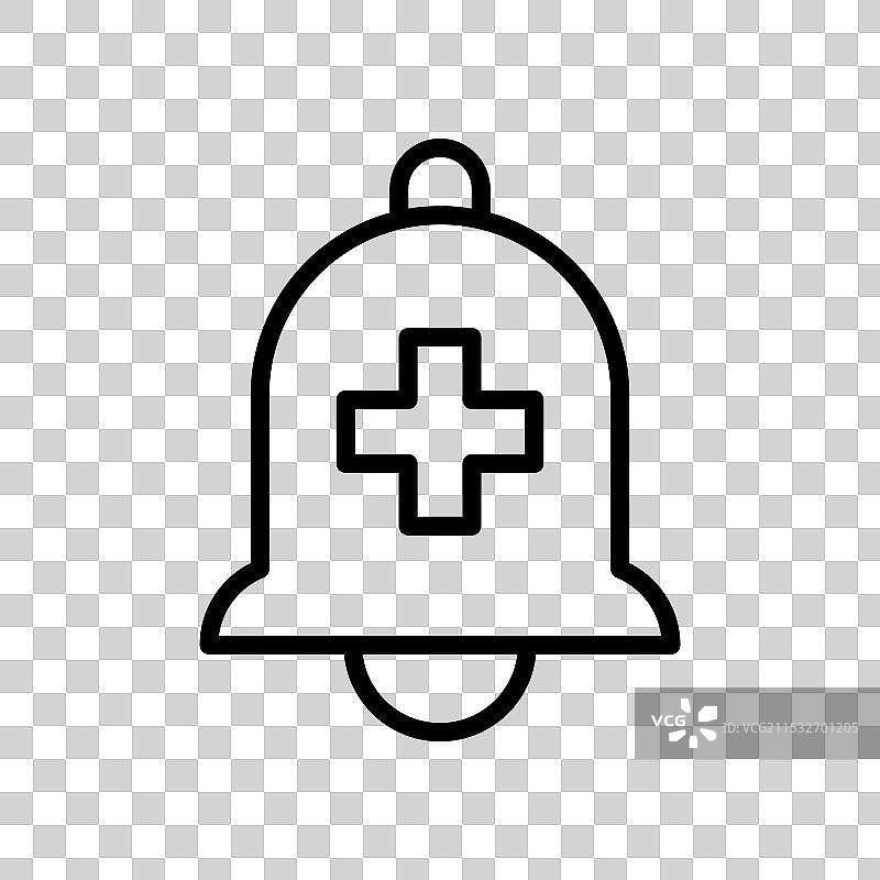 白色背景上的牛铃圆形加号图标图片素材