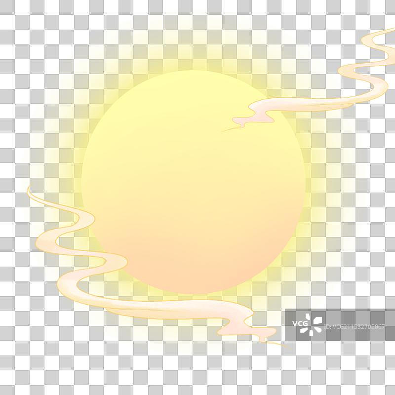 卡通手绘浮云圆月图片素材