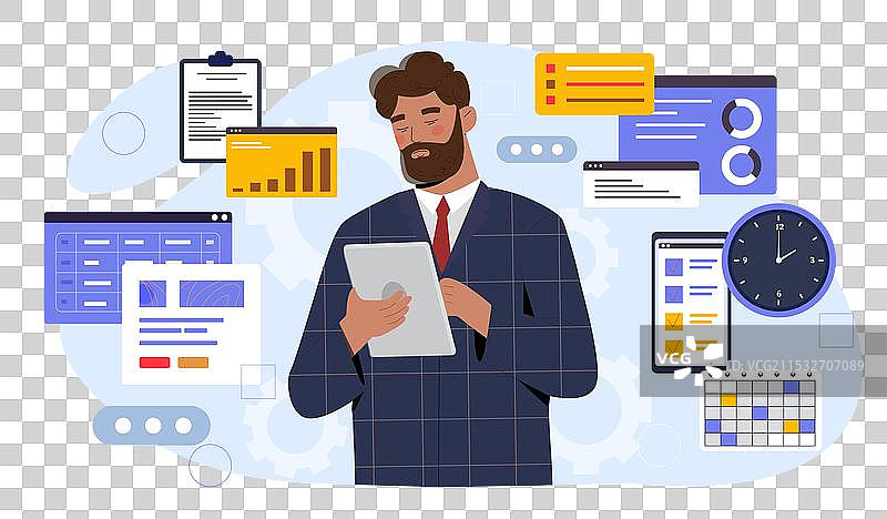 多任务处理的商人概念，身穿西装的男人与图片素材