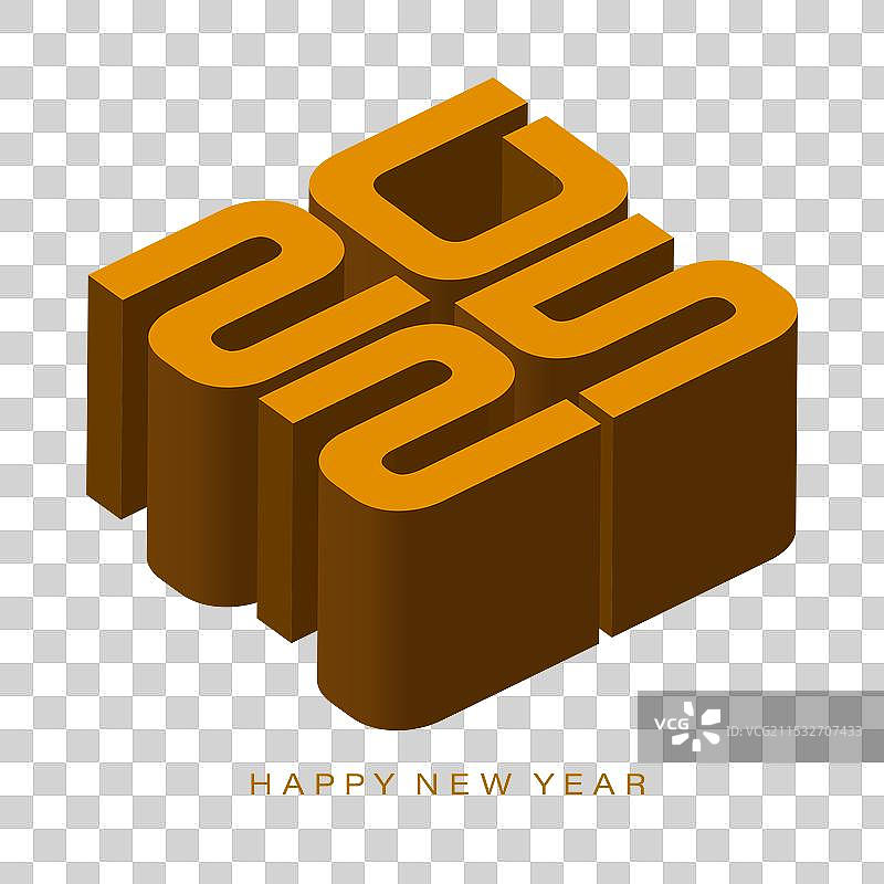 2025年新年立体数字金色3D渲染图图片素材