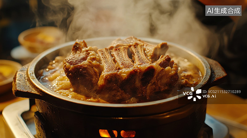 【AI数字艺术】热气腾腾的炖肉炖菜农家菜图片素材