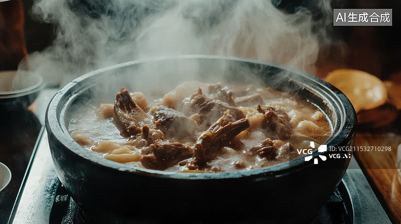 【AI数字艺术】热气腾腾的炖肉炖菜农家菜图片素材