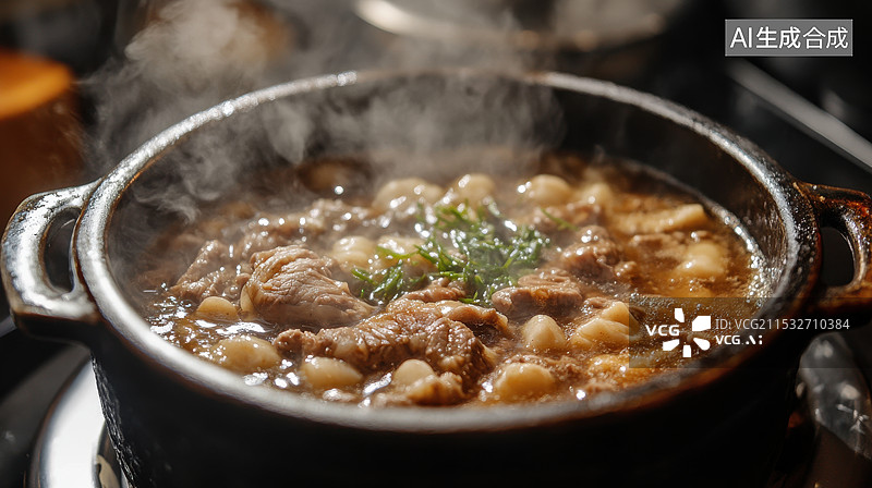 【AI数字艺术】热气腾腾的炖肉炖菜农家菜图片素材