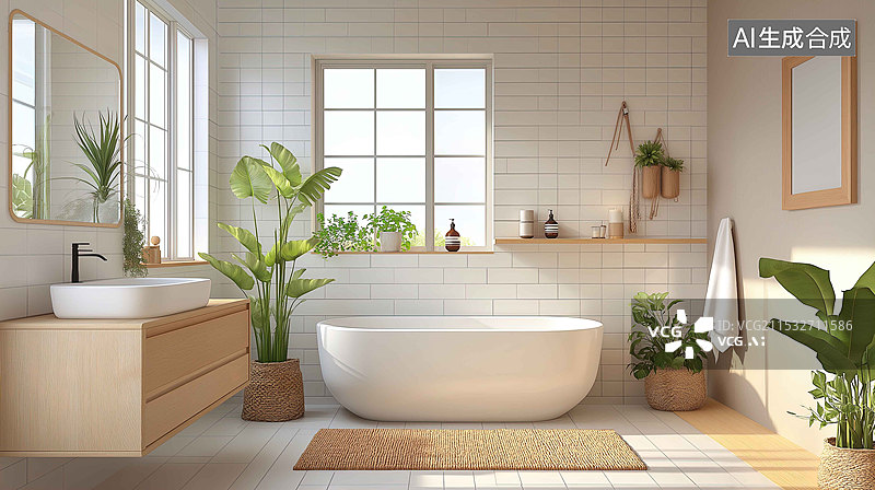 【AI数字艺术】极简主义的现代浴室设计图片素材