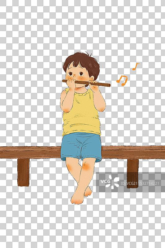 吹笛子的小男孩图片素材