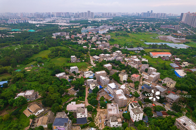 中国北海市海城区冠岭路流下村，航拍城市风光图片素材