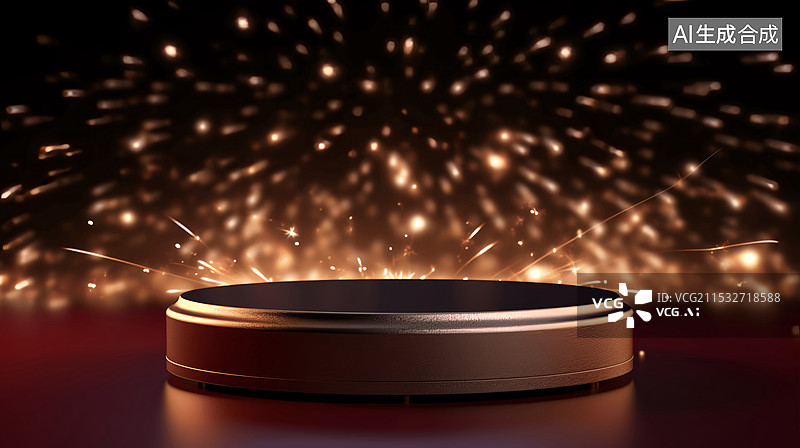 【AI数字艺术】奢华闪亮电商产品展台棕色背景图片素材