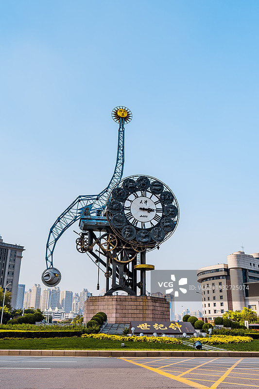 中国天津世纪钟城市建筑特写图片素材