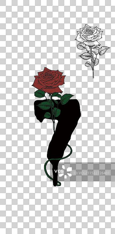 数字7玫瑰素材线稿上色元素潮流服装印花手机壳印花图片素材