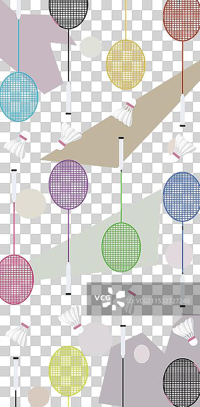 卡通羽毛球拍羽毛球卡通背景素材元素商用图片素材