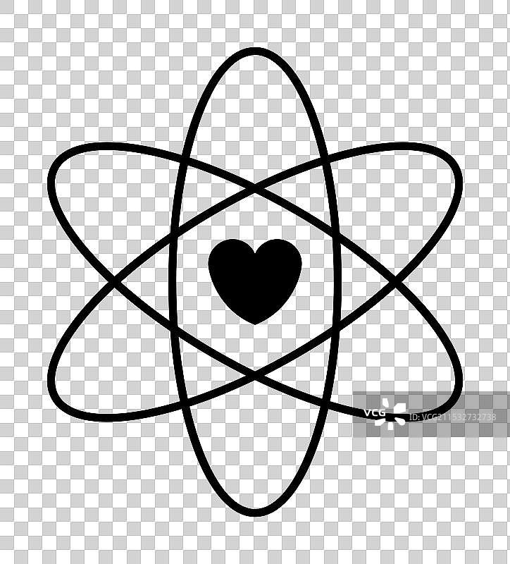 爱与科学：原子结构中的心脏图片素材