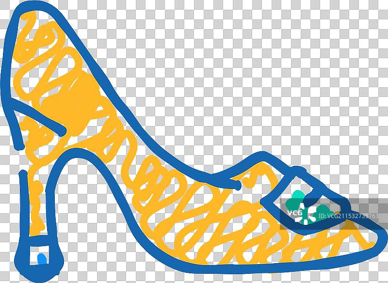 高跟鞋和绑带鞋图标涂鸦图片素材